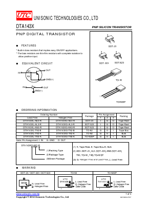 DTA143XG Datasheet PDF Unisonic Technologies