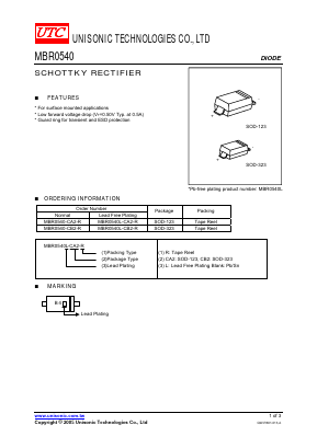 MBR0540L Datasheet PDF Unisonic Technologies