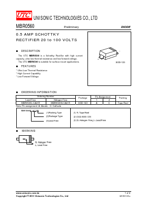 MBR0560 Datasheet PDF Unisonic Technologies