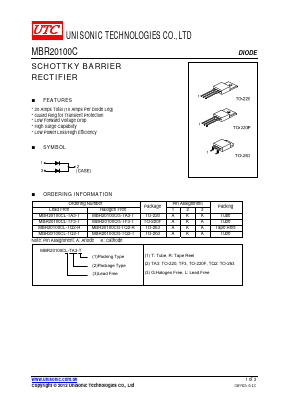 MBR20100C Datasheet PDF Unisonic Technologies