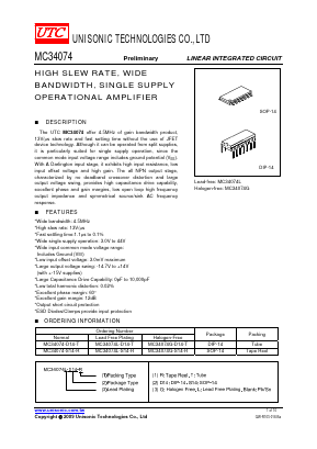 MC34074-D14-T Datasheet PDF Unisonic Technologies
