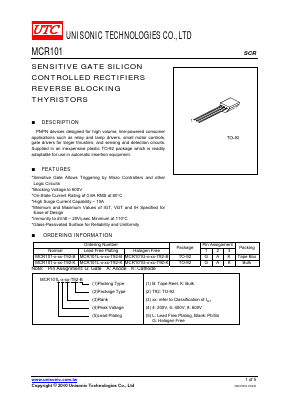 MCR101-4-AB-T92-K Datasheet PDF Unisonic Technologies