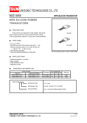 MJE13005 Datasheet PDF Unisonic Technologies