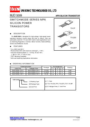 MJE13009G-TA3-T Datasheet PDF Unisonic Technologies