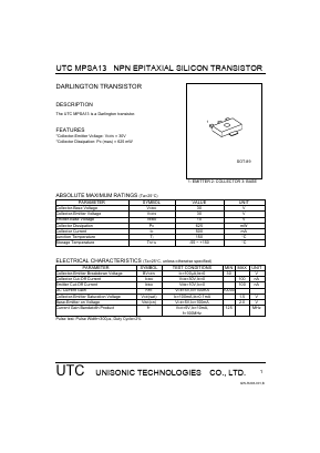 MPSA13 Datasheet PDF Unisonic Technologies