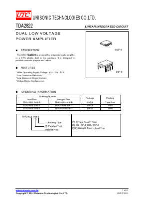 TDA2822G-S08-T Datasheet PDF Unisonic Technologies