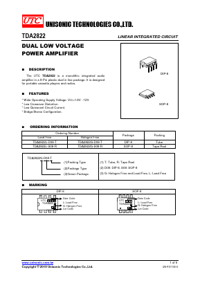 TDA2822L Datasheet PDF Unisonic Technologies