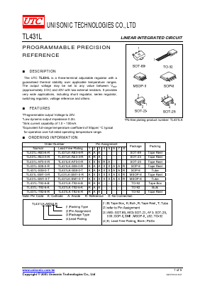 TL431LK-AF3-0-R Datasheet PDF Unisonic Technologies