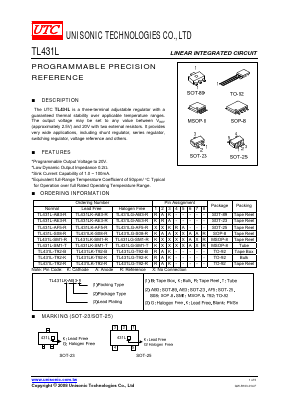 TL431LK-T92-R Datasheet PDF Unisonic Technologies