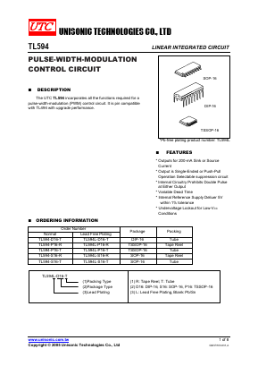 TL594-D16-T Datasheet PDF Unisonic Technologies