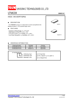 U74AC04 Datasheet PDF Unisonic Technologies