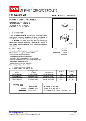 UC3842BP Datasheet PDF Unisonic Technologies