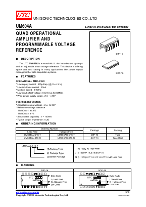 UM604AL-D16-T Datasheet PDF Unisonic Technologies