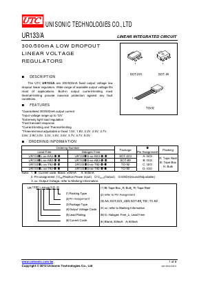 UR133L-30-AA-D-K Datasheet PDF Unisonic Technologies