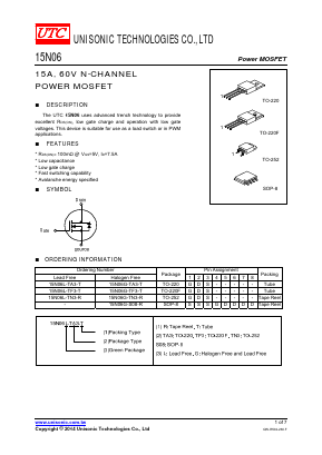 15N06L-TN3-R Datasheet PDF Unisonic Technologies