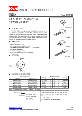 1N60AL-TN3-K Datasheet PDF Unisonic Technologies