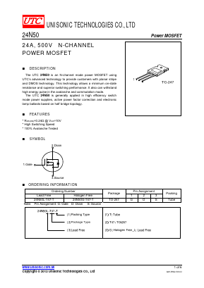 24N50 Datasheet PDF Unisonic Technologies