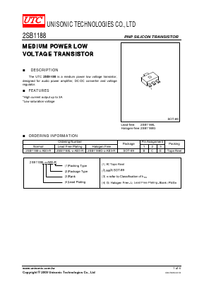 2SB1188L Datasheet PDF Unisonic Technologies