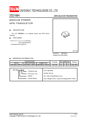 2SD1664 Datasheet PDF Unisonic Technologies