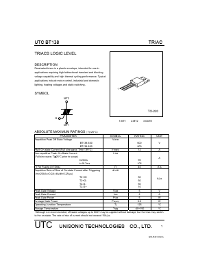 BT138 Datasheet PDF Unisonic Technologies