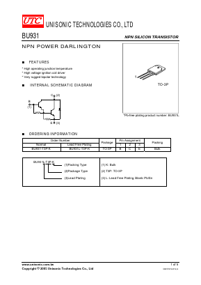 BU931L-T3P-K Datasheet PDF Unisonic Technologies