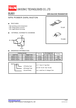 BU931G-T3P-T Datasheet PDF Unisonic Technologies