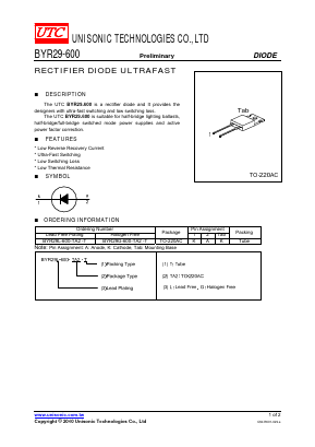 BYR29-600 Datasheet PDF Unisonic Technologies