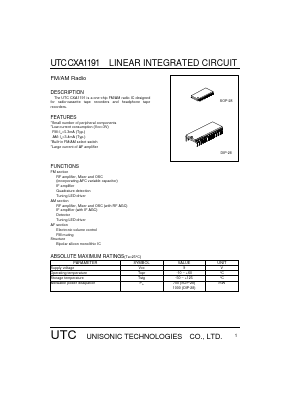 CXA-1191 Datasheet PDF Unisonic Technologies