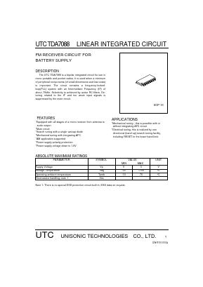 UTCTDA7088 Datasheet PDF Unisonic Technologies