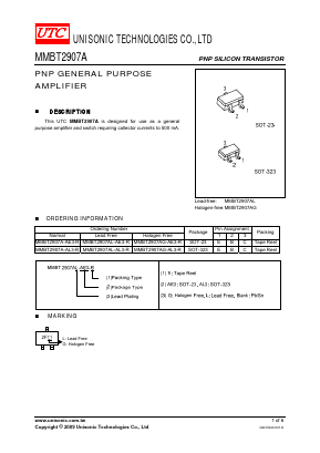 MMBT2907AL-AE3-R Datasheet PDF Unisonic Technologies