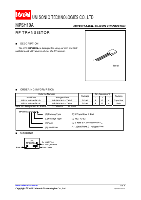 MPSH10AG-C-T92-B Datasheet PDF Unisonic Technologies