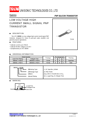 S8550 Datasheet PDF Unisonic Technologies