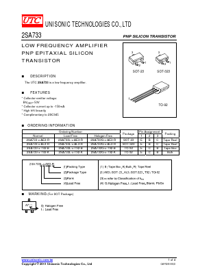 2SA733 Datasheet PDF Unisonic Technologies