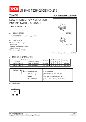 2SA733_05 Datasheet PDF Unisonic Technologies