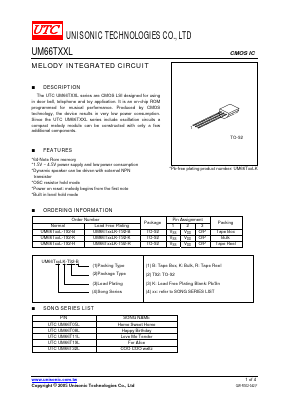 UM66T05LK-T92-R Datasheet PDF Unisonic Technologies