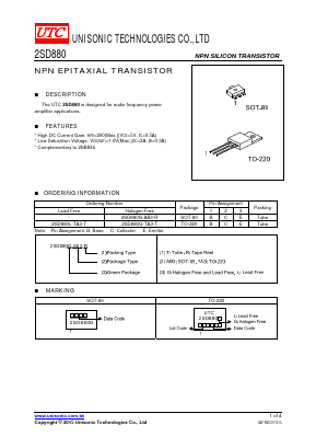 2SD880G-TA3-T Datasheet PDF Unisonic Technologies