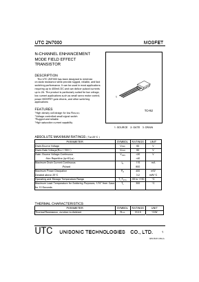 2N7000 Datasheet PDF Unisonic Technologies