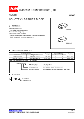 1N5819L-CA2-R Datasheet PDF Unisonic Technologies