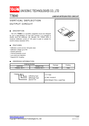 UTC78040 Datasheet PDF Unisonic Technologies