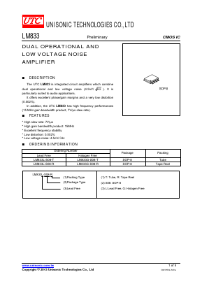 LM833G-S08-T Datasheet PDF Unisonic Technologies