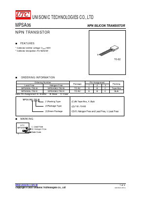 MPSA06L-T92-B Datasheet PDF Unisonic Technologies