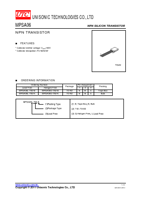 MPSA06L-T92-K Datasheet PDF Unisonic Technologies