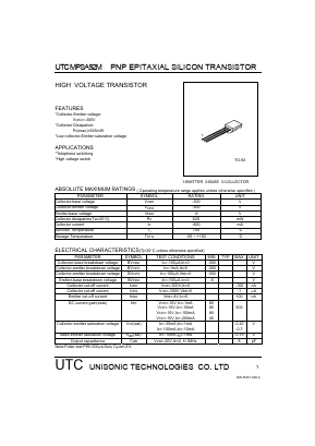 MPSA92M Datasheet PDF Unisonic Technologies