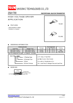 2SA1700G Datasheet PDF Unisonic Technologies