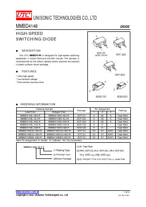 MMBD4148CCL-AE3-R Datasheet PDF Unisonic Technologies