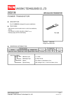 2SD2136L-R-T60-K Datasheet PDF Unisonic Technologies
