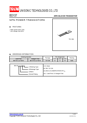 BD137G-10-T60-K Datasheet PDF Unisonic Technologies