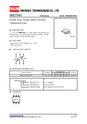 MMDT5401 Datasheet PDF Unisonic Technologies