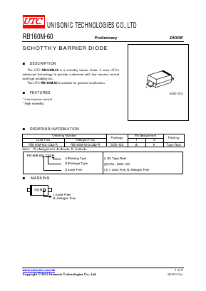 RB160M-60G Datasheet PDF Unisonic Technologies