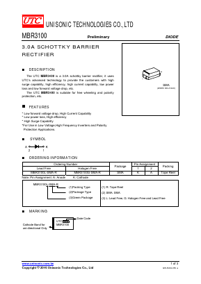 MBR3100 Datasheet PDF Unisonic Technologies